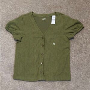 New LOFT Olive Green V-Neck Top